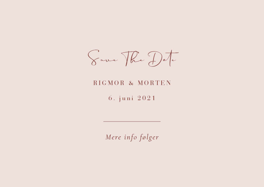 Minimalistisk - Rigmor & Morten Save the date